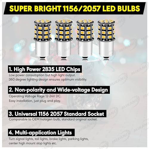 Image of OBEROI'S TRADERS Super Bright Universal 360 Reflecting LED Indicator Bulbs Set of 4 Indicator Light For Bikes And Cars (Cross Pin) Orange