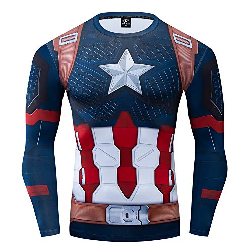 GYM GALA Captain Team Leader Men s 3D Printed Compression Sport Fitness T-Shirt (Captain America G, XXL)