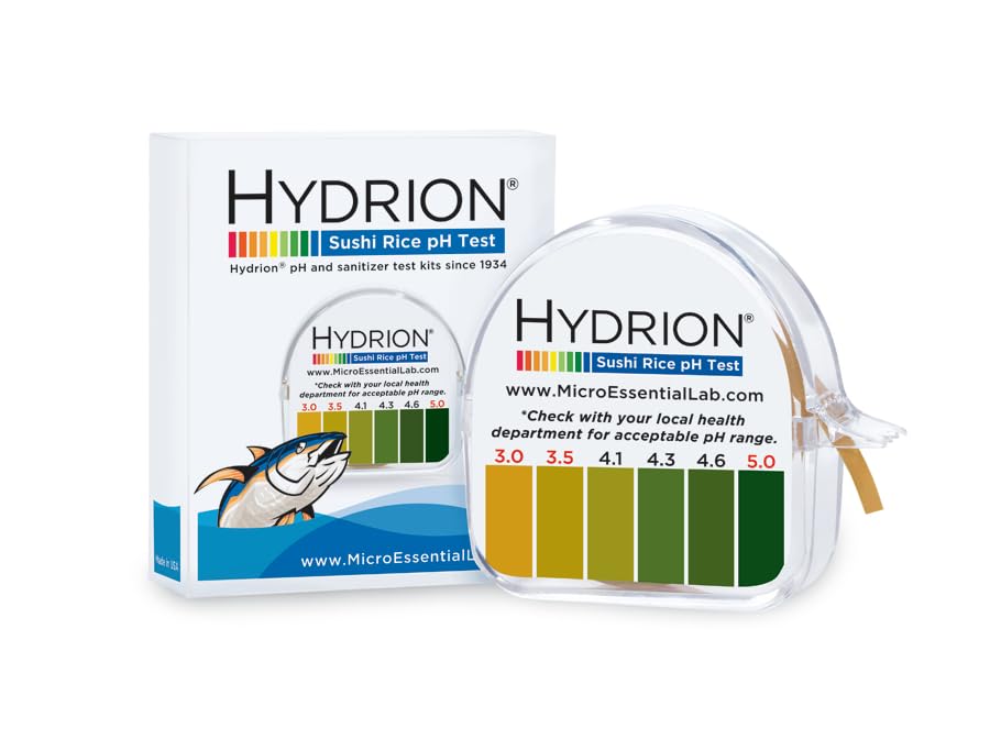 HYDRION Sushi Rice pH Test Kit Roll - 3-5 Short Range Acid Test Strips for Testing Sushi MPN 525 (10)