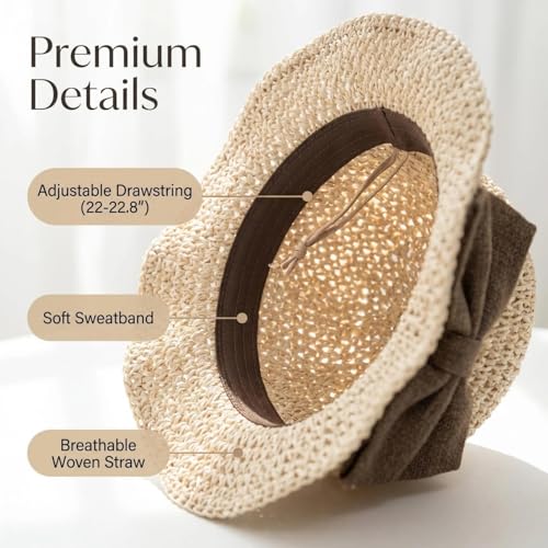 Sombrero de paja con lazo retro plegable y transpirable miniatura 6