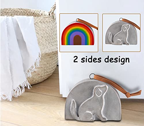 Movable Door Stoppers Dog Door Stop Rainbow Door Stopper For Bottom Of Door Weighted Cement Handmade Crafts Artwork As Book End #TOP3