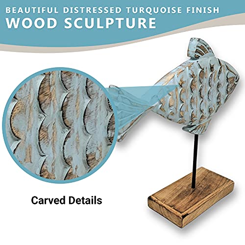 Escultura de Pez de Madera para Decoración de Hogar miniatura 3