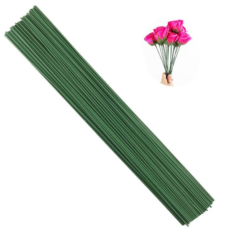 Image of TRAIS 100 PCS Green Floral Stem Wire for Flower Arrangement, Bouquet Making, Florist Crafts, DIY Decoration & Floral Support