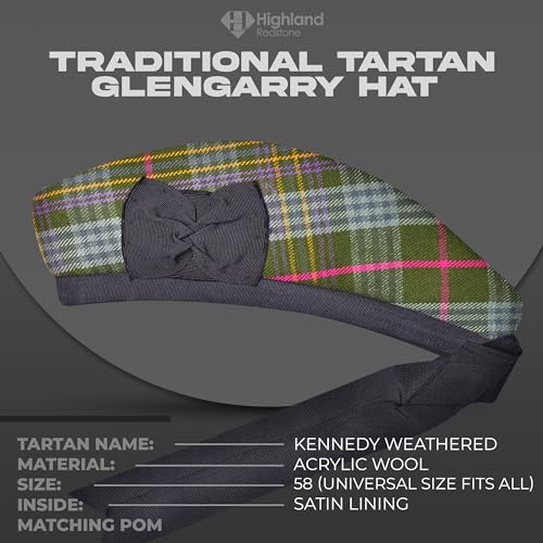 Image of Glengarry Cap-Traditional Scottish Hat, Acrylic Wool Tartan Glengarry hat, Kilts /Bagpipes Accessories