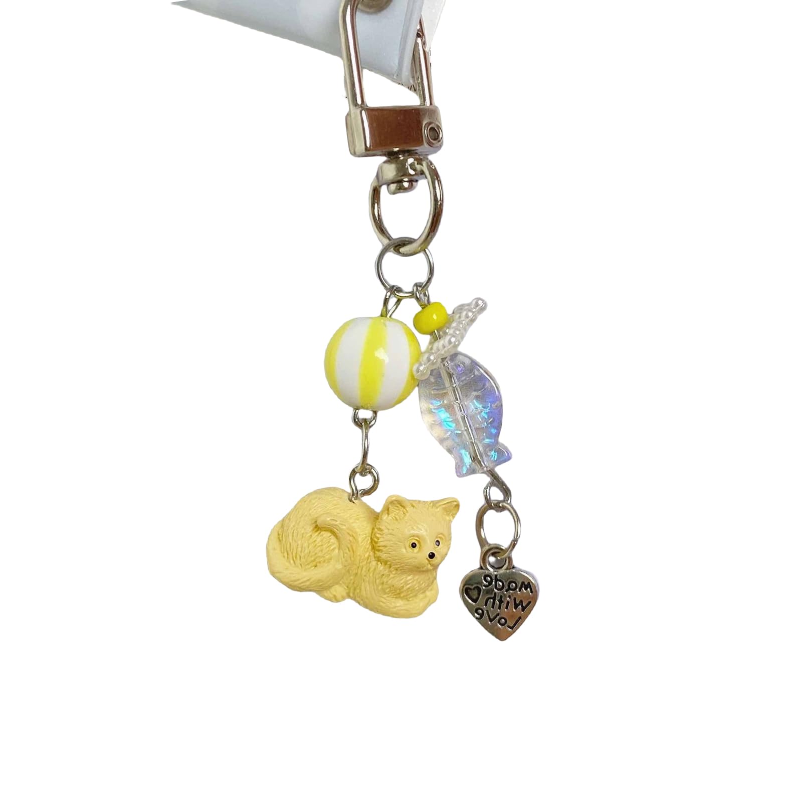 NEWFT Fashionable Cat and Plush Hanging Chain Charm Pendant Comfortable Holder Accessory for Keys and Phone Decoration