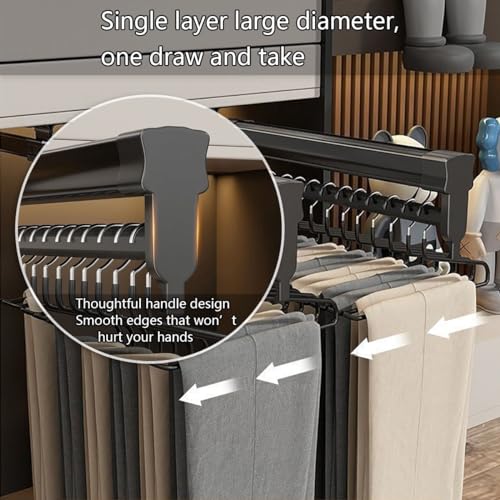 Perchas extractoras con buffer silencioso para ordenar pantalones 3