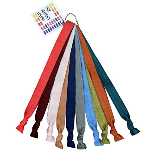 Fall/Winter No Crease Elastic Headband Hair Ties by THIS SEASON'S COLORS; 5/8" Wide, Soft Stretch, Adjustable size: Sports, Casual, Yoga; Set of 10 Fashionable Colors (Fresh Fall)