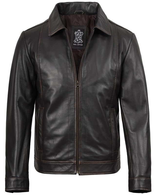 Brown Leather Jacket Men - Black Real Lambskin Mens Leather Jacket3