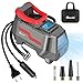 Reesibi Compresseur à Air 220V 12V Maison/Voiture Double Alimentation, 10,3 Bars Gonfleur Pneus Voiture pour Vélo Balle Matelas Gonflables Piscine, Pompe Electrique, avec Embouts Câbles et Sac