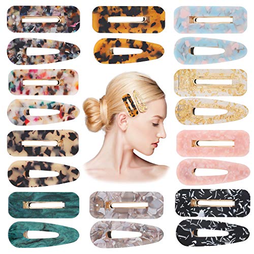 20 Pcs Acrylic Resin Hair Clips Set Fashion Geometric Alligator Barrettes Leopard Pattern Vintage Hair Accessories Hairpins for Women