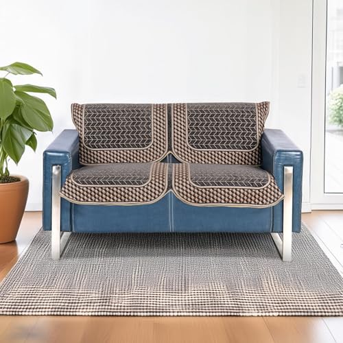 Image of Premium Chenille Woven Anti-Slip 2 Seater Sofa Cover | L-Shape Sofa Seat Protector for Living Room | Durable & Stylish Slipcover - Dark Grey 3D