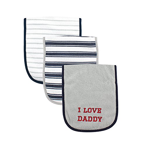 Luvable Friends Unisex Baby Cotton Burp Cloths with Fiber Filling, Boy Daddy, One Size