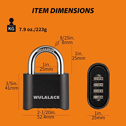 Image of WULALACK Combination Lock Outdoor, 4 Digit Weatherproof Padlock Combination for Outdoor Sheds Fence, Gate Hasps, Storage Unit, 12 Pack