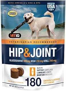 VetIQ Hip & Joint Supplement for Dogs, Chicken Flavored Soft Chews, 180 Count