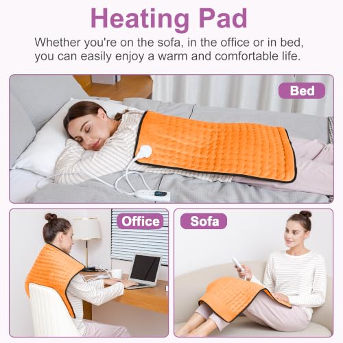 Image of Heating Pad,Electric Heating Pads,Heating Pad for Back,Orange,24x20 Inch | Heating Pads for Shoulder,Neck,Abdomen,Knee,Arms,Legs,Heat Pad for Birthday Father Mother Gift Women Men,6 Heat Settings