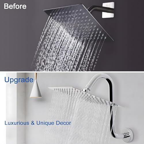 Image of 24x7 eMall High Rise Goose Neck Curve Shower Arm S-Bend To Elevate the Shower Higher, Silver Compatible With all Showers -30 cm x 17 cm