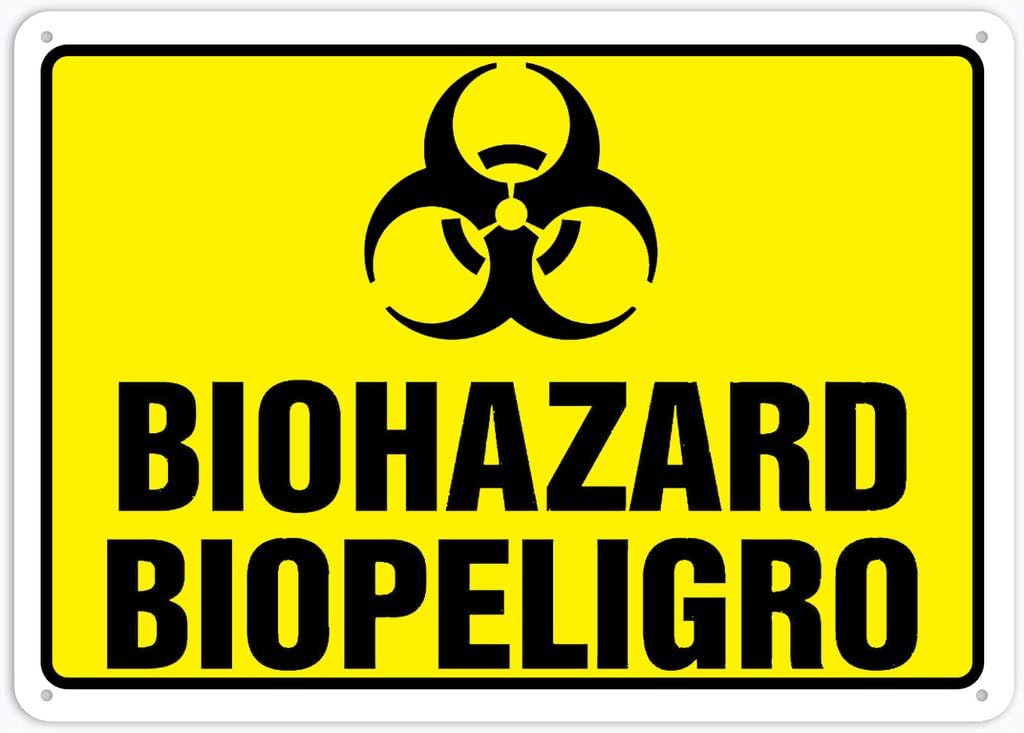 8"x12" Aluminum Metal Sign - Biohazard Biopeligro - For Home, Bar, Club, Kitchen, Restaurant Wall Decor