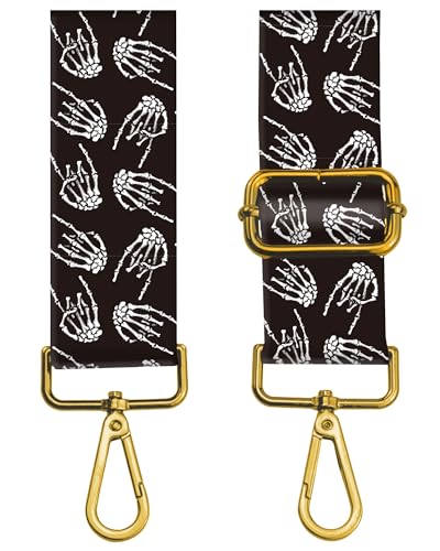Image of Crossbody 2 inch Wide Shoulder Strap, Cute Handbag Strap Replacement, Cool Rock Skull Hands