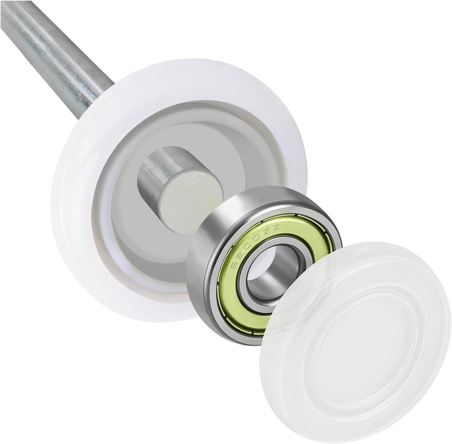 2" Nylon Sealed Garage Door Rollers, 6200ZZ High Performance Ball Bearing (12 Pack, 4" Stem)