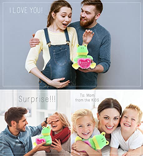 Dollibu Happy Mother's Day Super Soft Plush Sitting Frog Figure - Cute Stuffed Animal With Pink Heart Message For Best Mommy, Grandma, Wife, Daughter - 6" Inches #TOP3