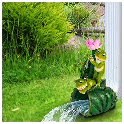 Starsoul Frogs Gutter Downspout Extension Decorative Statue with Solar Lights Gutter Downspout Splash Block Resin Gutter Splash Guards 2" x 3" Rain Downspout Diverter for Patio, Yard, Lawn