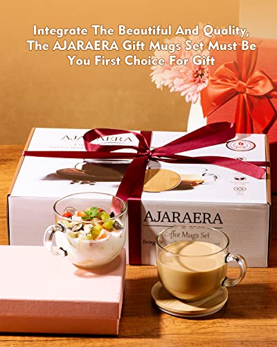 Ajaraera Espresso Cups Set Of 6-Overnight Oats Containers With Lids,Clear Coffee Mug With Lid 14Oz, Glass Tea Cup Set,Perfect Glass Mugs For Daily Beverage! #TOP5