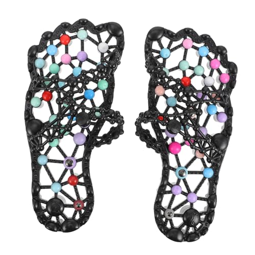 DECORNIJIA Fußmassage Hausschuhe Damen Massage Sandalen mit Rutschfester Sohle Atmungsaktiv Leicht Geeignet für Fußpflege und Hausgebrauch Schwarz Einheitsgröße für Schuhgröße