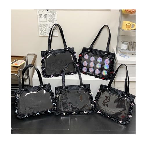 Bolso bandolera transparente con ventana decorativa para coleccionistas, con moño y pin de decoración, bolso de hombro para amantes del anime miniatura 7