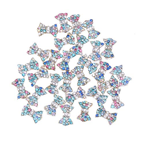 Frcolor 30Pcs 3D Nail Art Charms Glitter Bow Rhinestone Nail Art Sticker Nail Tip Pendant Decal DIY Decoration