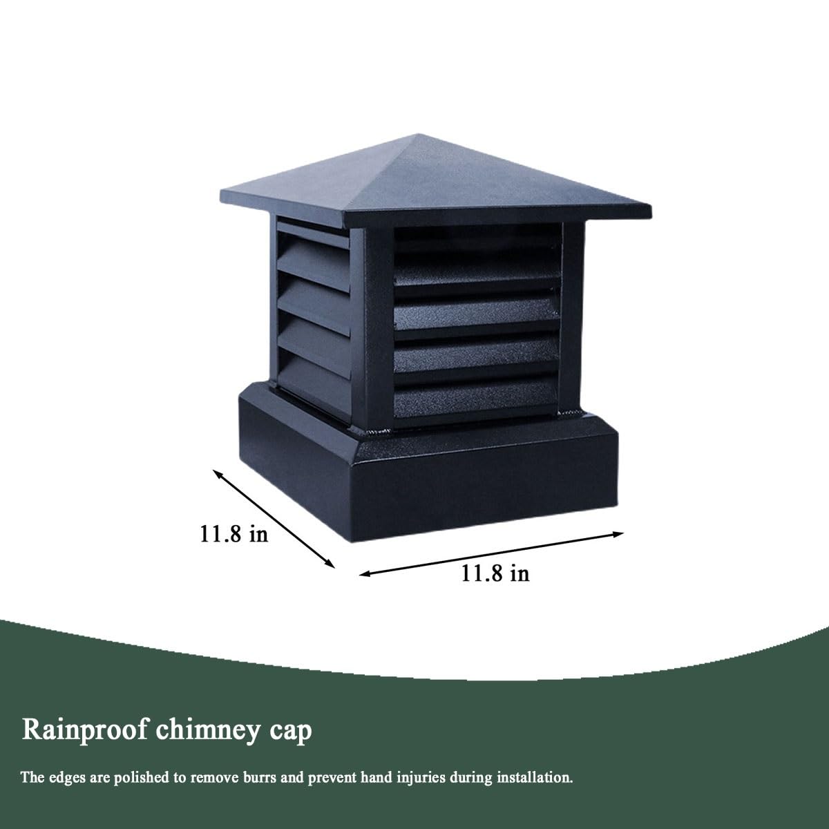 Aleación de aluminio sombrerete de chimenea 9.8 11.8 13.8 in, cortaviento cubierta con parte superior cónica, Louvre Cuadrado chimenea sombreretes de chimenea Sin tornillos para protección de