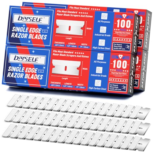DIYSELF 400 Pack Scraper Blades, Flat Razor Blades for Labels and Decals