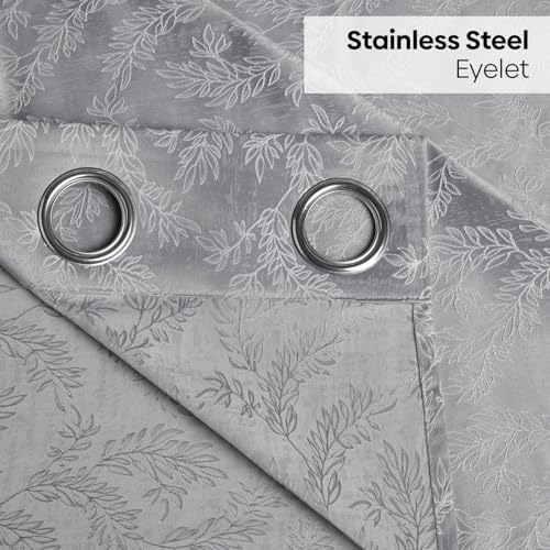 Image of haus & kinder Printed Jacquard Door Curtains 7 Feet Long Pack of 2 Door Curtains, 7 Feet Curtains for Door (Slate Willow, Sand Floral 130x152 CM)