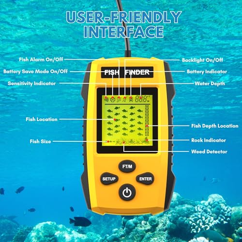 Portable Sonar Alarm Fish Finder with Sonar Transducer and LCD Display, for Kayak Fishing Boat Fishing Ice Fishing - Image 6