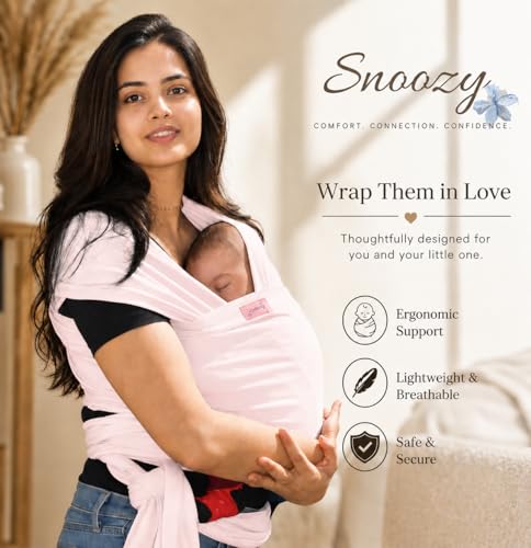 Image of Snoozy Kangaroo Baby Wrap Carrier - Soft Stretchy Newborn Sling, Ergonomic Hands-Free Infant Carrier for Kangaroo Mother Care