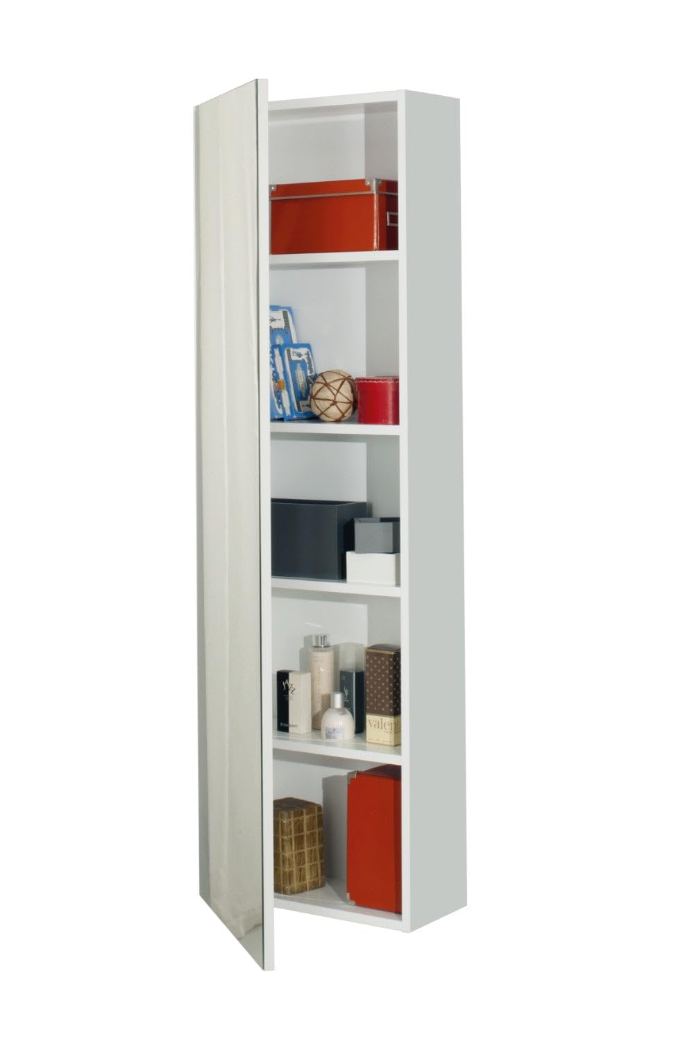 TFT Scarpiera Libreria 5 Ripiani in Melaminico 52,5x23x160cm Sc Bianca Specchio