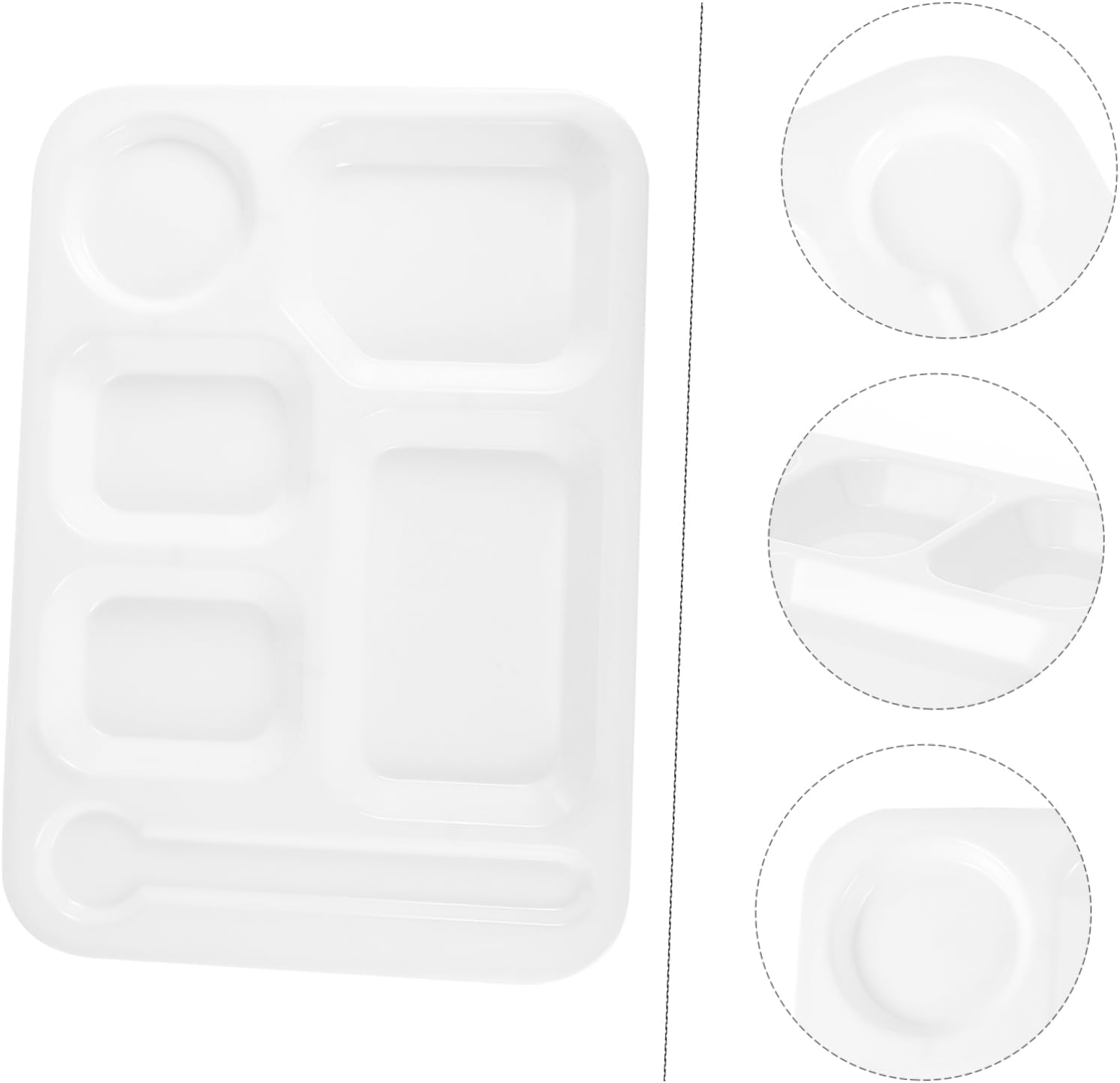 VOSAREA 6-Compartment Divided Meal Plate White Dining Dish for Breakfast Lunch Dinner Household Tableware