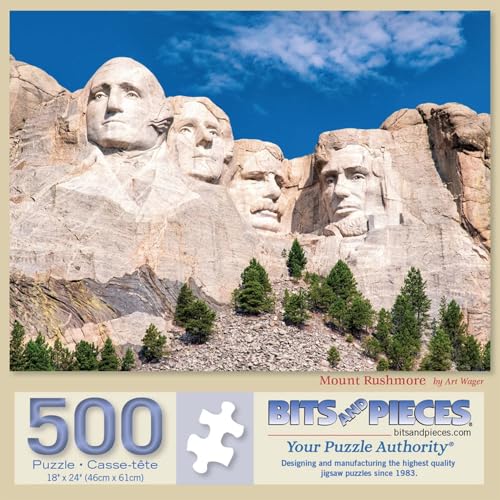 Bits and Pieces Rompecabezas de 500 Piezas para Adultos - Rompecabezas de Encaje Grande 18" x 24" Mt. Rushmore en Dakota del Sur miniatura 1