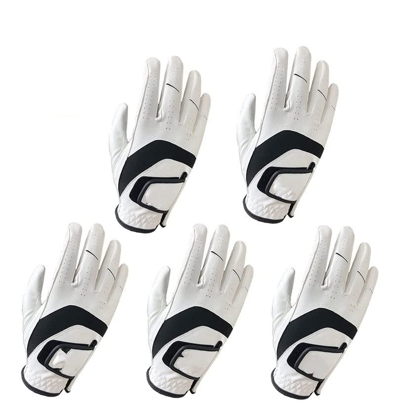 ETomey Golfhandschuhe 5 stücke Premium Leder Golfhandschuhe Männer Links Right Hand Regen Griff Verschleißfest drohbar flexibel bequem Golfhandschuhe Damen (Color : 5 Pcs-Right Hand, Size : X-L)