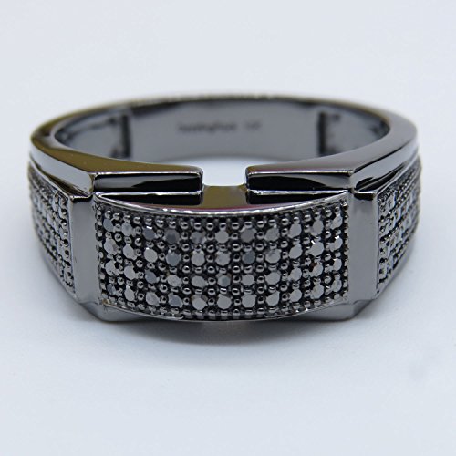 Dazzlingrock Collection 0.60 cttw Round Black Diamond Hip Hop Men's Wedding Band in 10K Solid Gold4