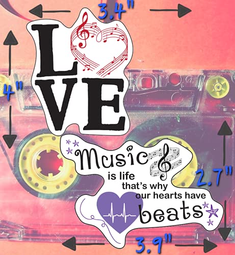 Music Stickers - Perfect Music Stickers For Men, Music Lovers, Women, Kids - Waterproof, Extra Sticky, Durable 100% Vinyl - Work Great On Water Bottles, A Laptop, Car Decal, Or As Party Favors #TOP3