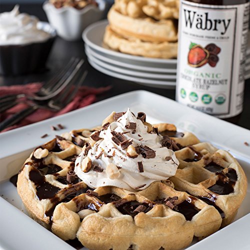 Image of Wabry Organic Syrup 14.9 oz Chocolate Hazelnut, Strawberry, Blueberry, Peach (Variety 4 Pack) BPA-Free Plastic