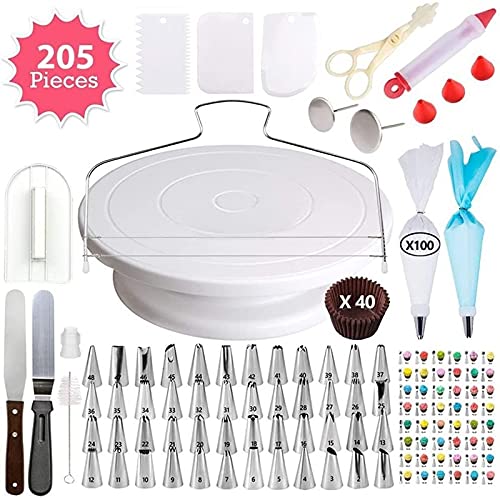 Kit de herramientas para decoración de pasteles, mesa giratoria, boquilla de tubería, bolsa de tuberías, conjunto de suministros para hornear, juegos de suministros de horneado