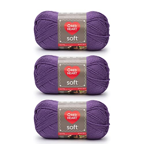 Image of Red Heart Soft Lavender Yarn - 3 Pack of 141g /5oz - Acrylic - 4 Medium (Worsted) - 256 Yards - Knitting /Crochet