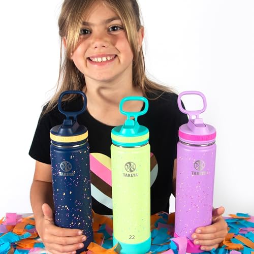 Image of Takeya 22 oz Actives Stainless Steel Water Bottle with Straw Lid - Leakproof, Double-Wall Insulated, Keeps Drinks Cold 24 hrs /Hot 12 hrs, BPA-Free, Powder-Coated, Gym & Travel, Purple Love