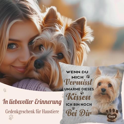 Alienc Personalisierbares Gedenkkissen für Hund oder Katze – Erinnerungs-Geschenk bei Verlust eines Haustiers – Optional mit Füllung – Personalisiertes Trauerkissen