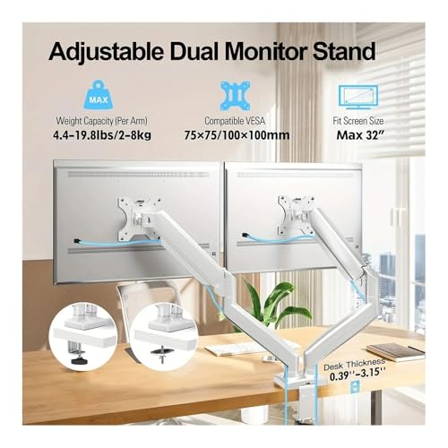 Support de moniteur double écran pour bureau de télétravail ergonomique