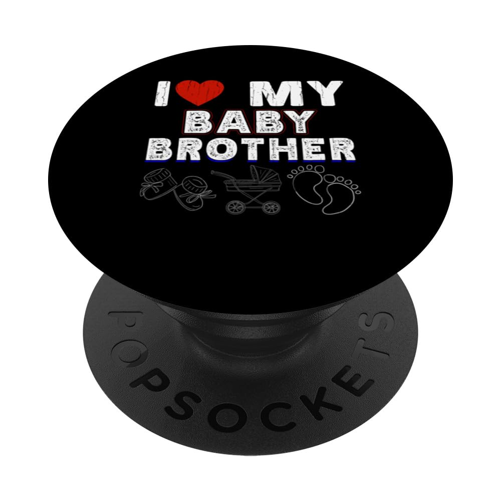 Cute Baby Brother Apparel for Little Ones PopSockets Swappable PopGrip, Black