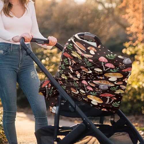 Image of ZFRXIGN Mushroom Car Seat Covers Canopy for Babies Nursing Cover Scarf Shopping Cart Cover Light Blanket Stroller Cover Girls Gifts Snail Animal Baby Car Seat Cover
