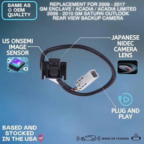 Image of Backup Camera Replaces for 2009-2017 GM Enclave | Acadia /Acadia Limited |2009-2010 GM Saturn Outlook OE Part # 22885399, 22765350, 25885449, 25885450