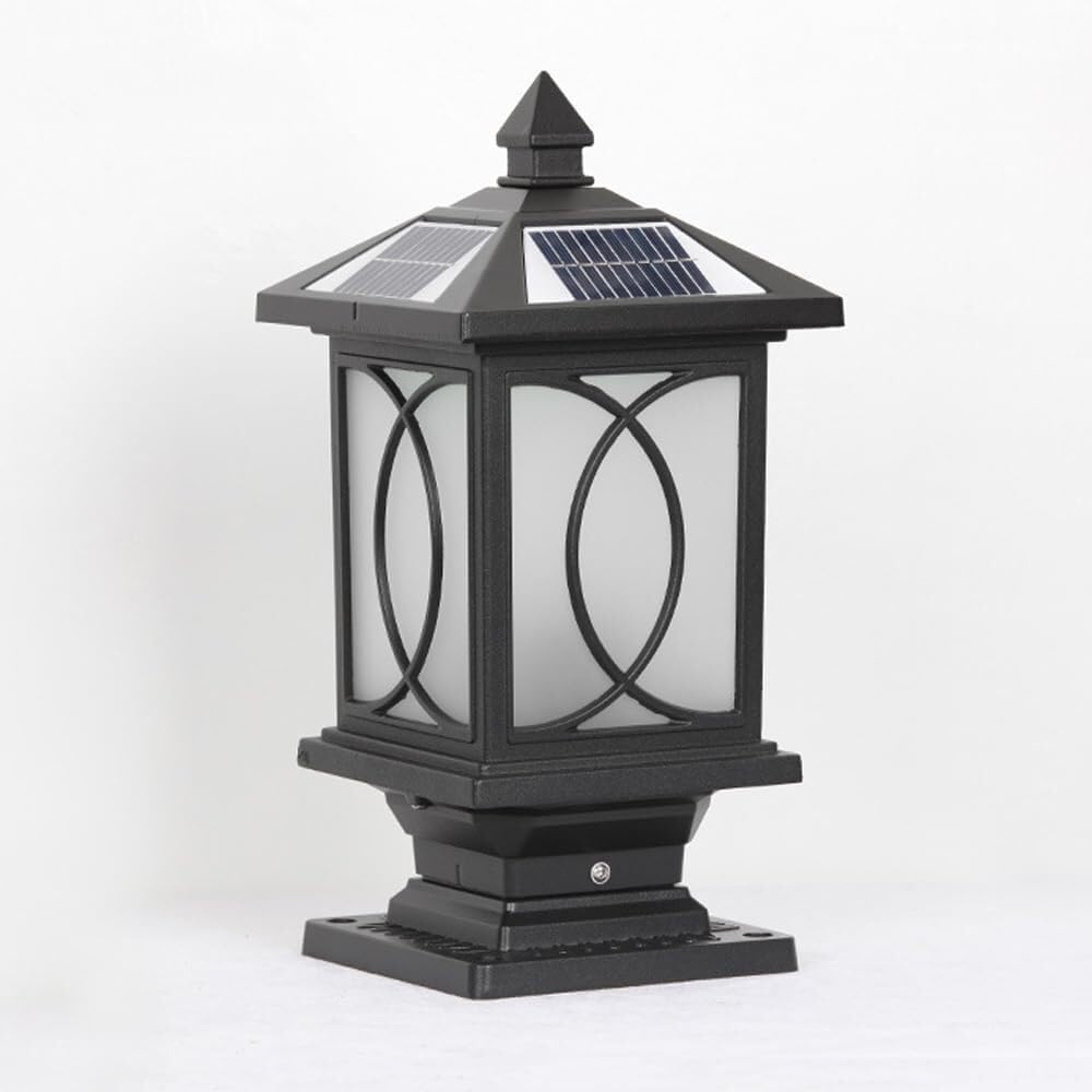 QUSYZD Outdoor Garden Post Light Solar Powered Fence Post Cap Lights E27 Villa Courtyard Post Pedestal Lamp Waterproof E27 Gate Bollard Lantern Decorations Landscape,60cm